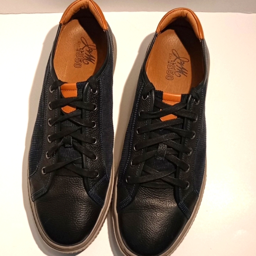 Johnston and Murphy Men's Toliver Leather and Corduroy sneakers  Navy Blue